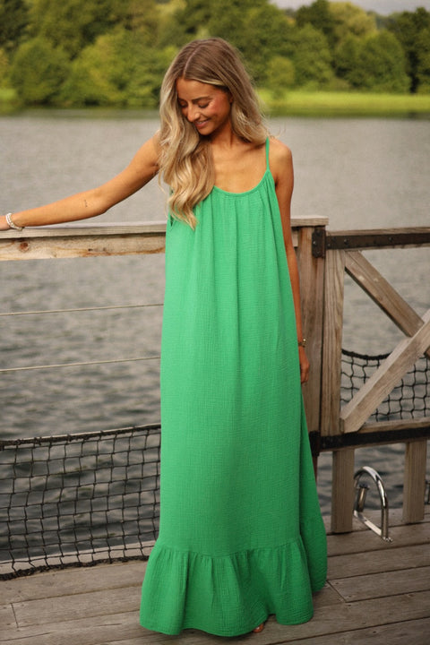 Alissia verte - Robe gaze de coton
