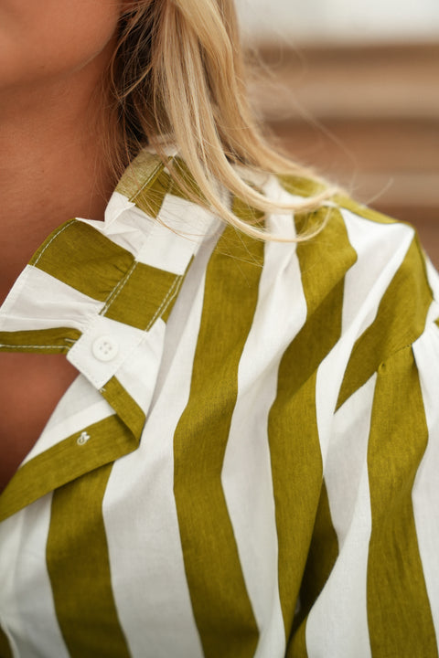 Manelle olive - Blouse rayée