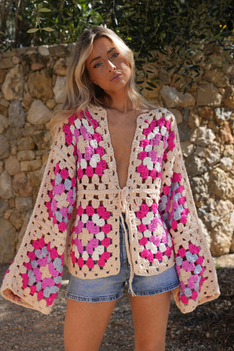 Dima rose - Gilet en crochet