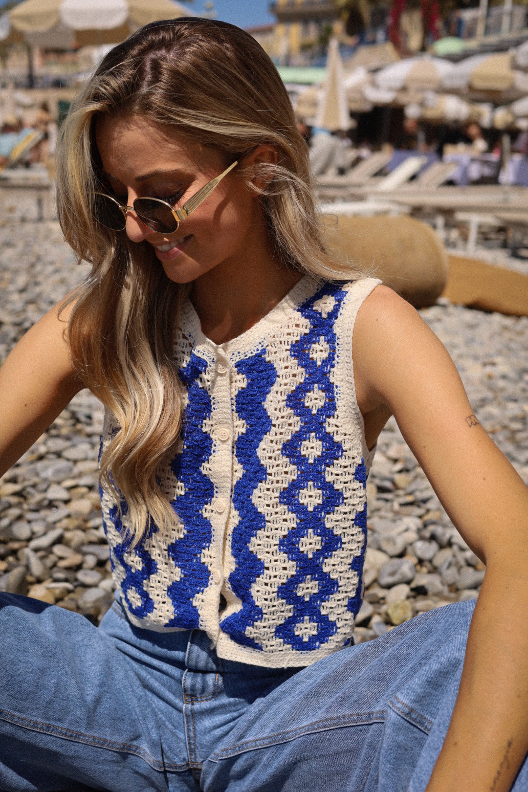 Tara bleu - Top crochet