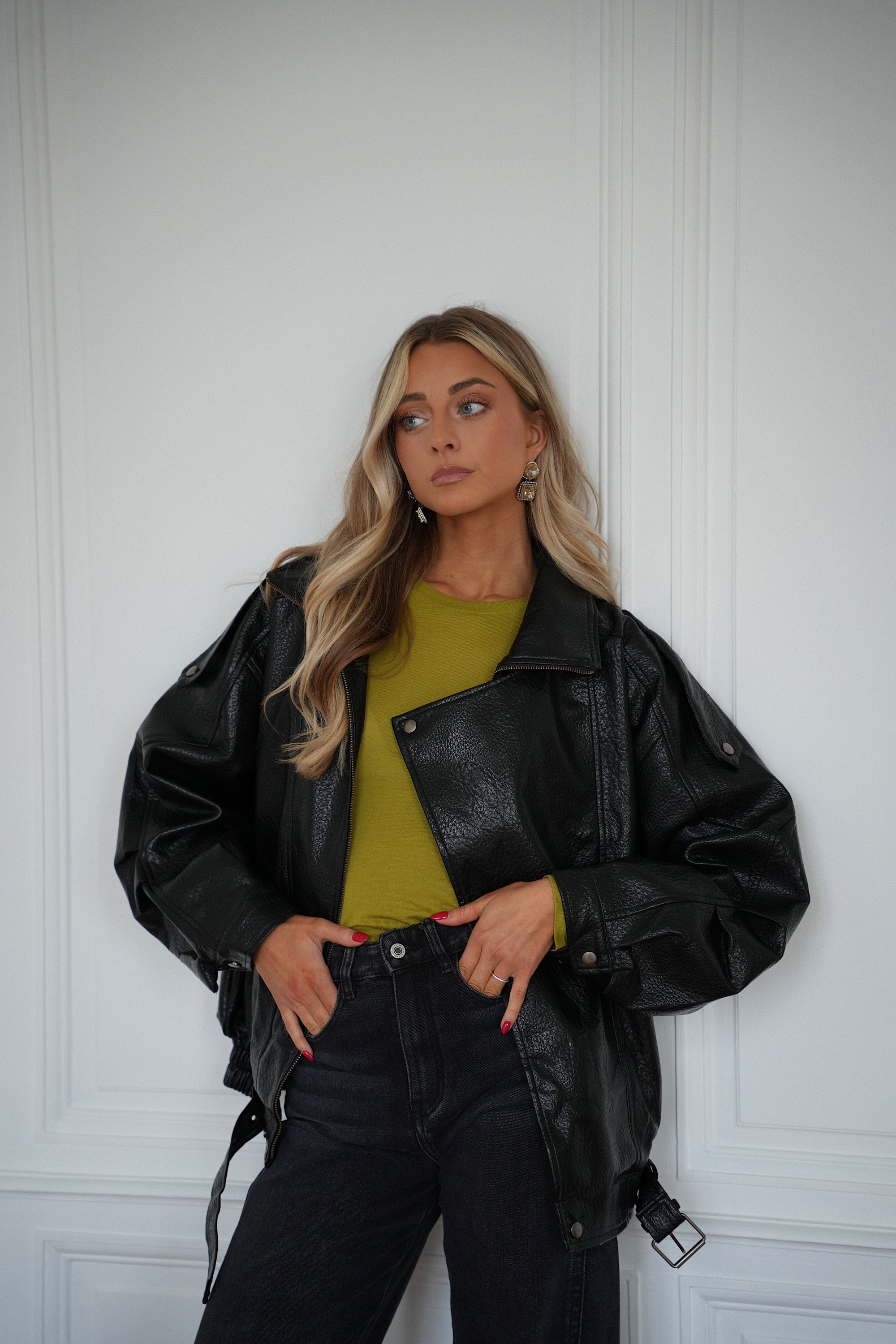 Ivy noire - Veste en similicuir