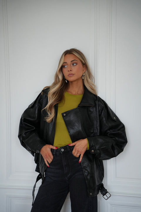 Ivy noire - Veste en similicuir