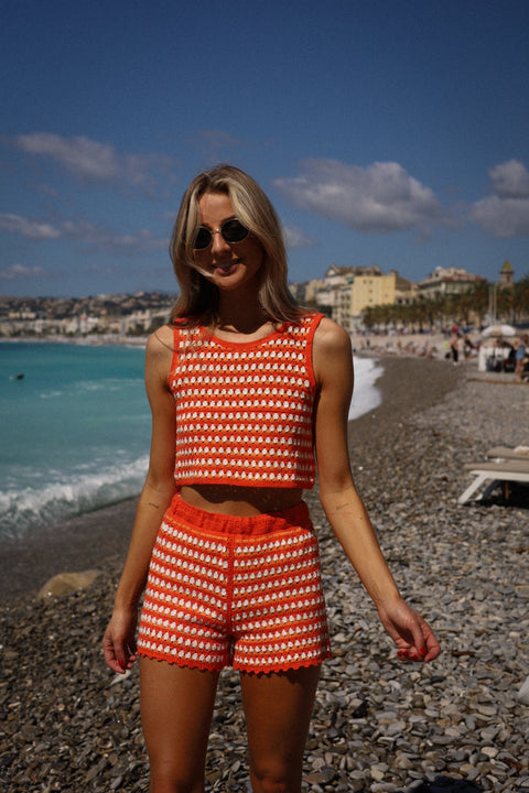 Adeline orange - Ensemble crochet