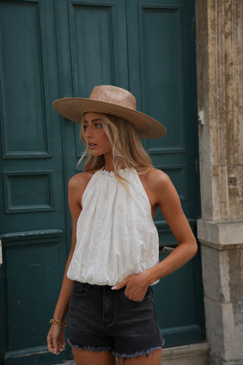 Charlotte blanc - Top brodé