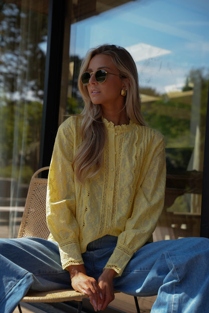 Carolyn jaune - Blouse brodée