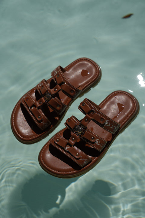 Alycia camel - Mules brodées