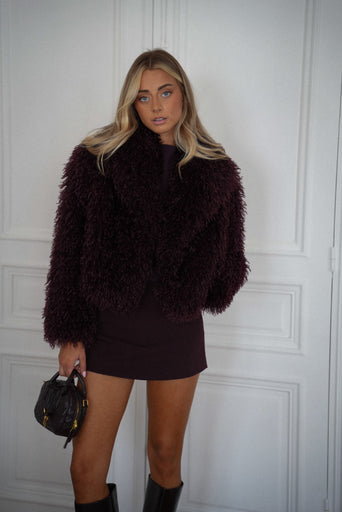 Soanne prune - Manteau fourrure