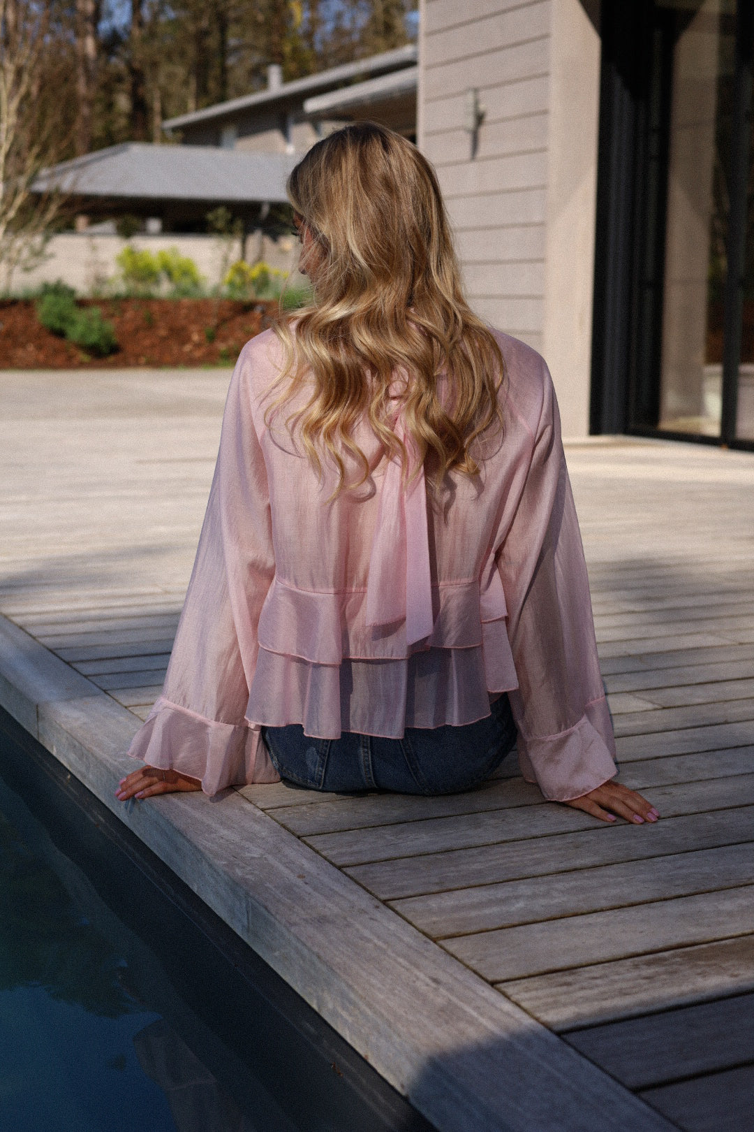 Donna rose - Blouse volantée