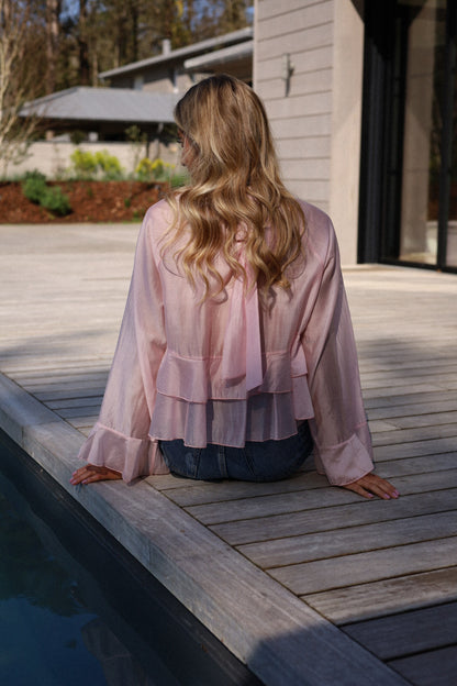 Donna rose - Blouse volantée