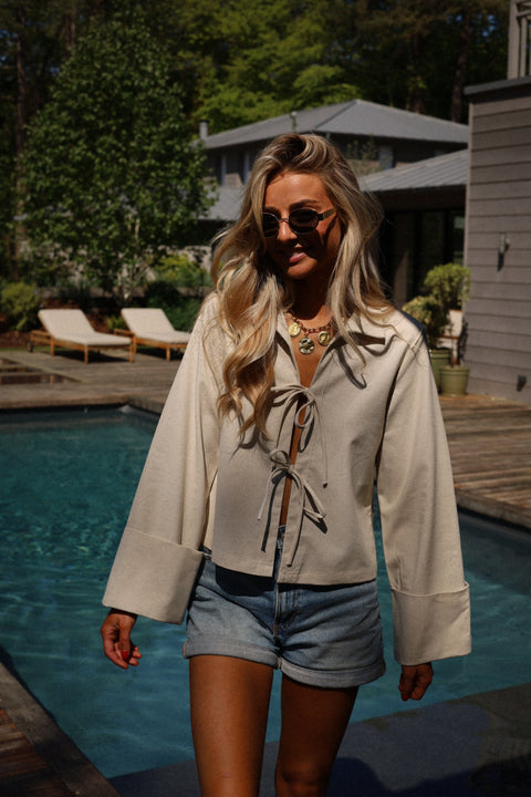 Nouméa beige - Blouse à noeuds