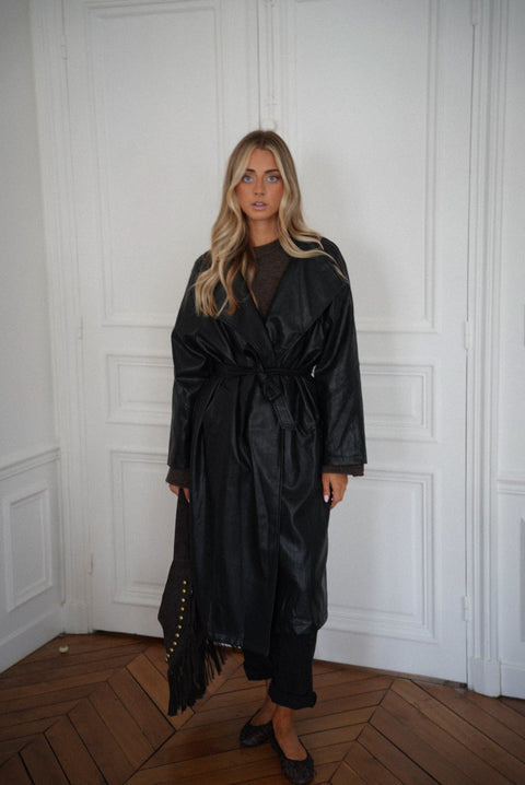 Penelope noir - Manteau en cuir