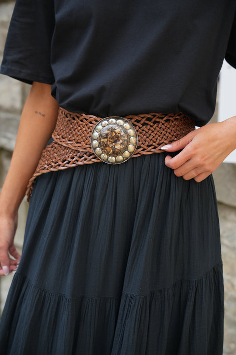 Oxana camel - Ceinture en cuir