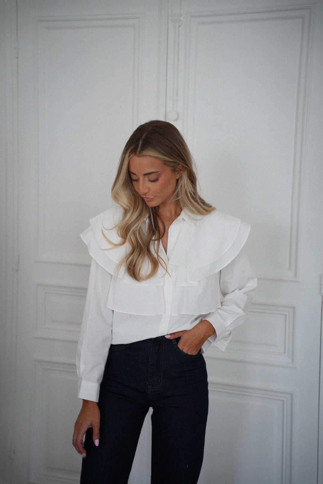 Violaine blanche - Chemise volantée
