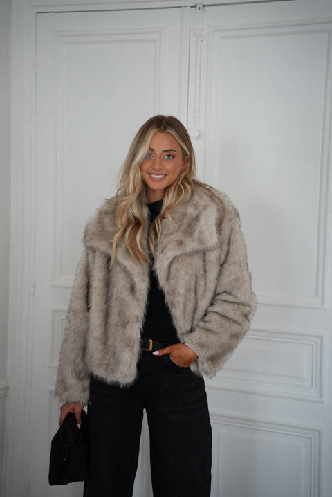 Elody beige - Manteau fourrure