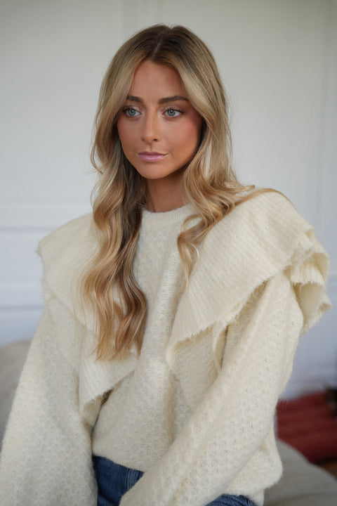 Cintia beige - Pull volanté
