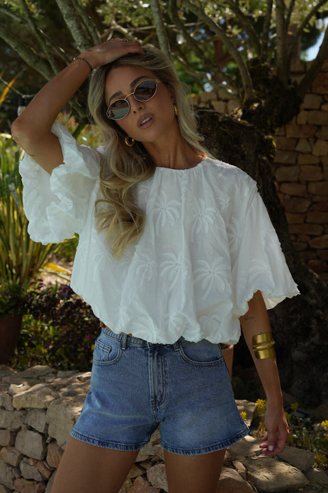 Naya blanche - Blouse brodée