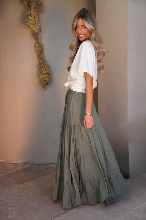 Chloé kaki - Jupe longue