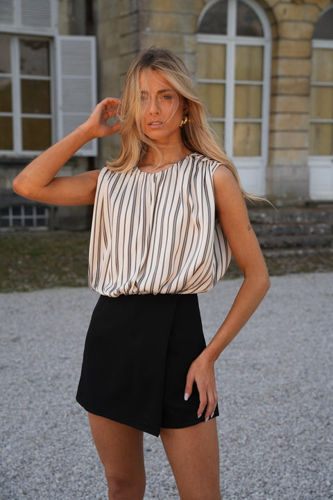 Elma crème/noire - Combishort rayée