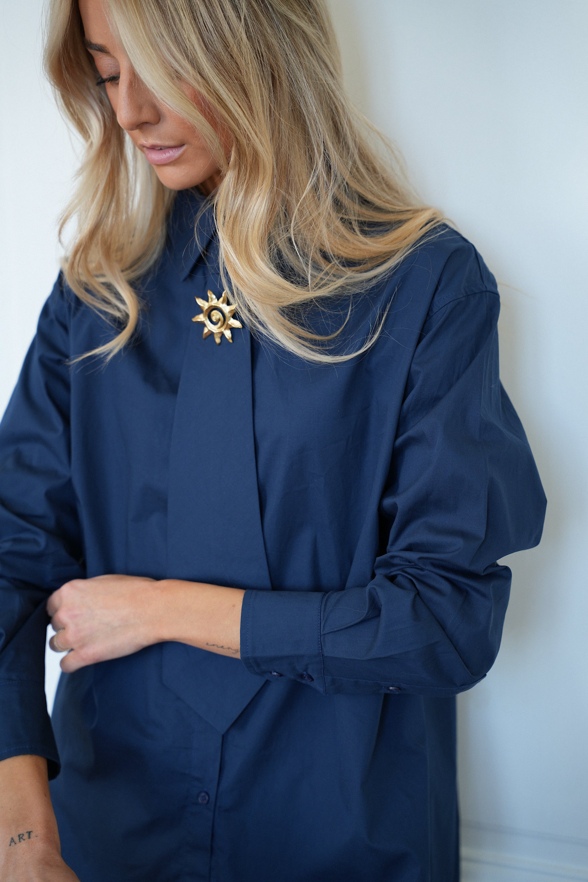 Emy marine - Chemise cravate