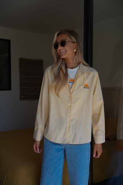 Clover jaune - Chemise/top brodés