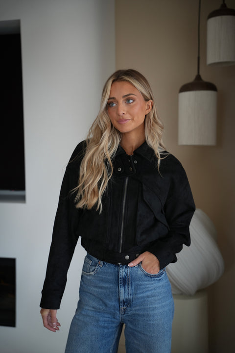 Solan noire - Veste suédée