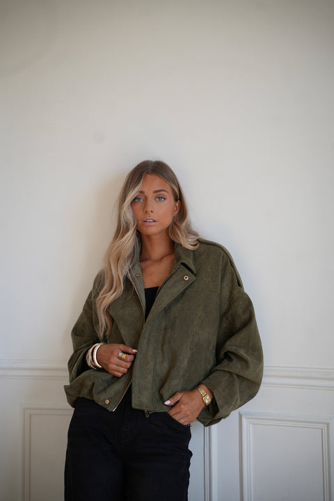 Delfine kaki - Veste suédée