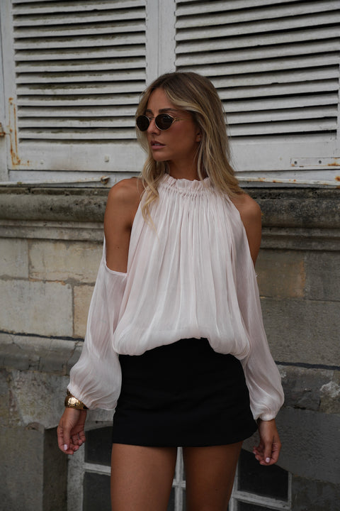 Octavia crème - Blouse ajourée