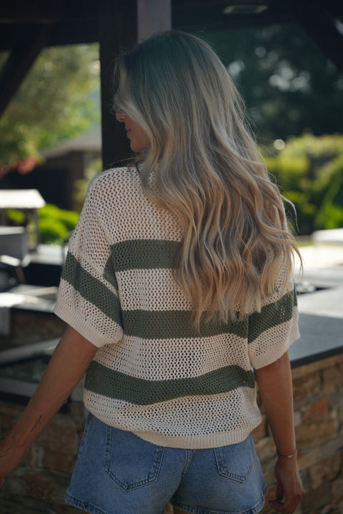 Norma écrue/kaki - Blouse crochet