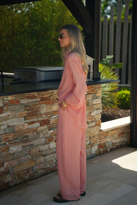 Ayna corail - Pantalon droit