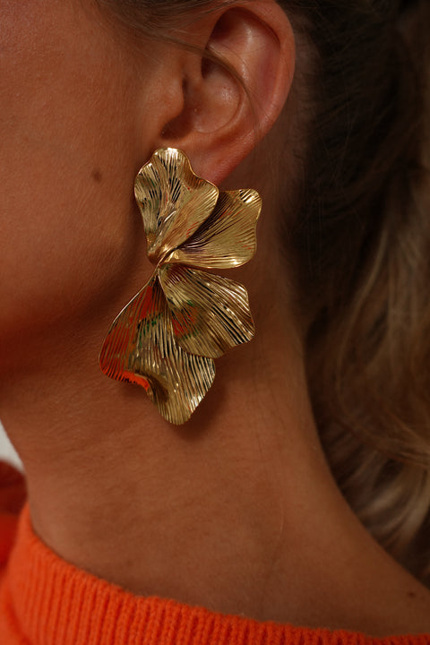 Béa dorées - Boucles d’oreilles acier