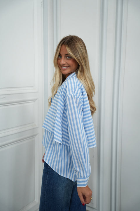 Kalli bleue - Blouse asymétrique