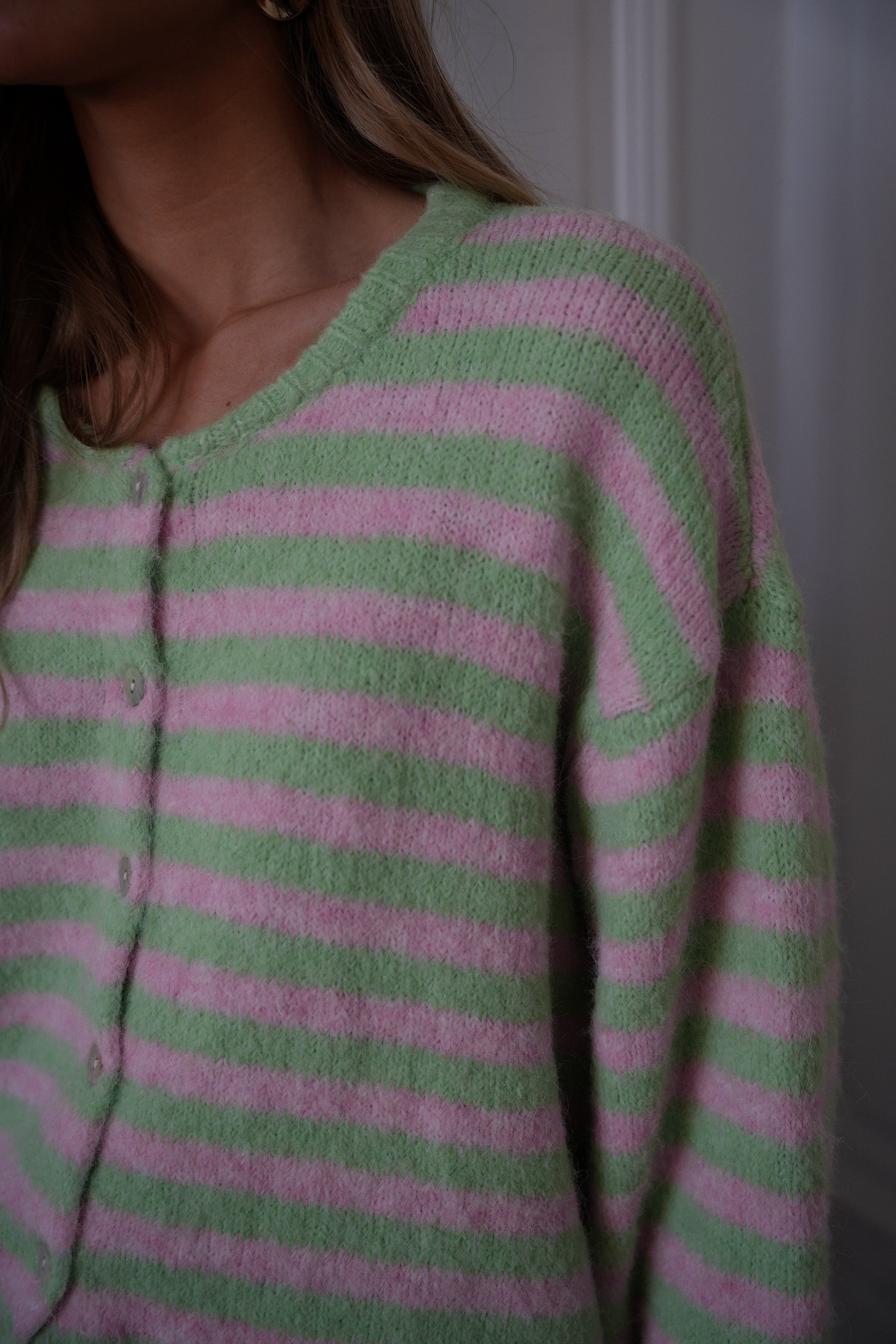 Fany vert/rose - Gilet rayé