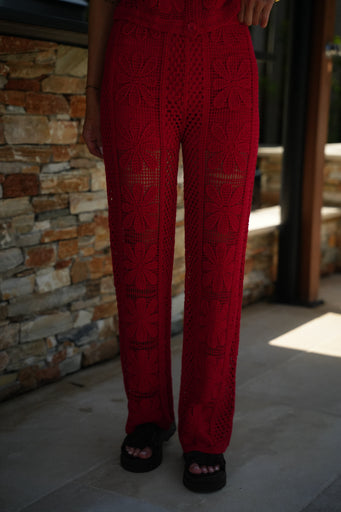 Louna rouge - Pantalon crochet