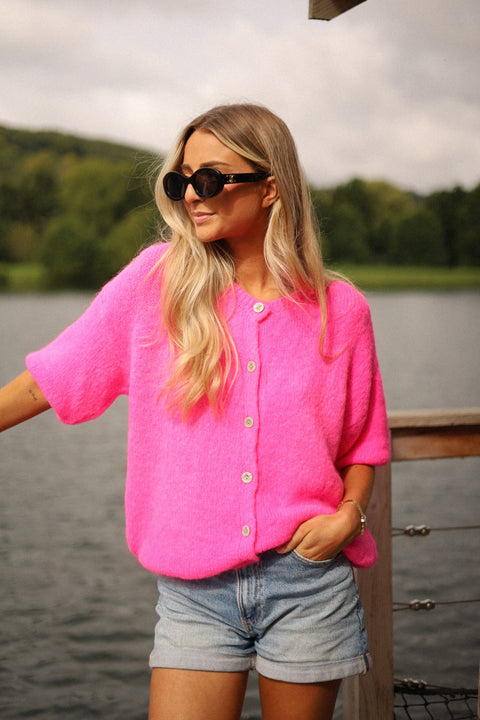 Elsa rose fuschia - Gilet boutonné