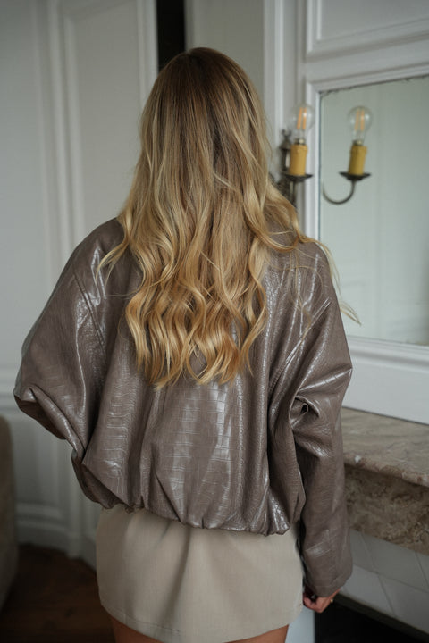 Loreen taupe - Veste similicuir