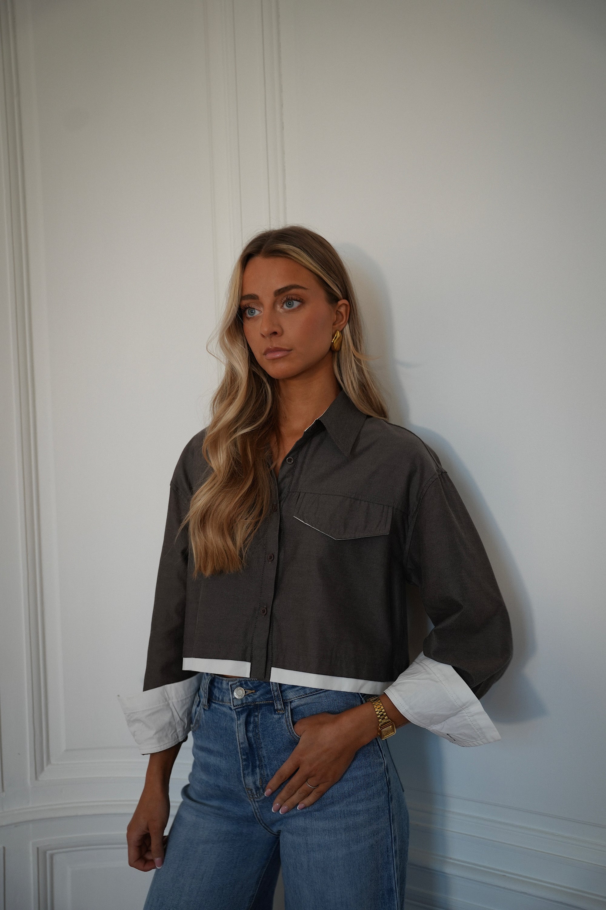 Valencia taupe - Chemise crop