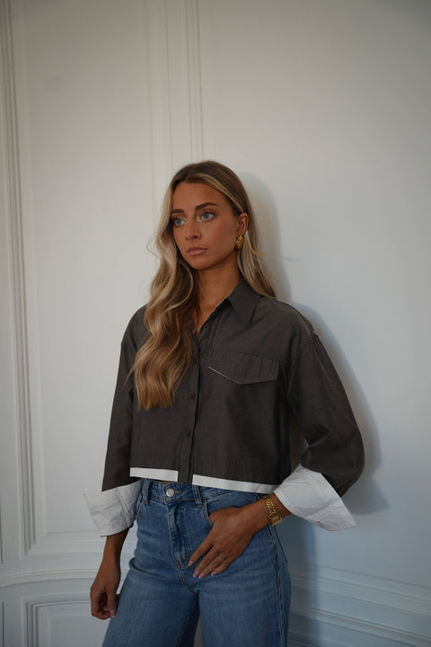 Valencia taupe - Chemise crop