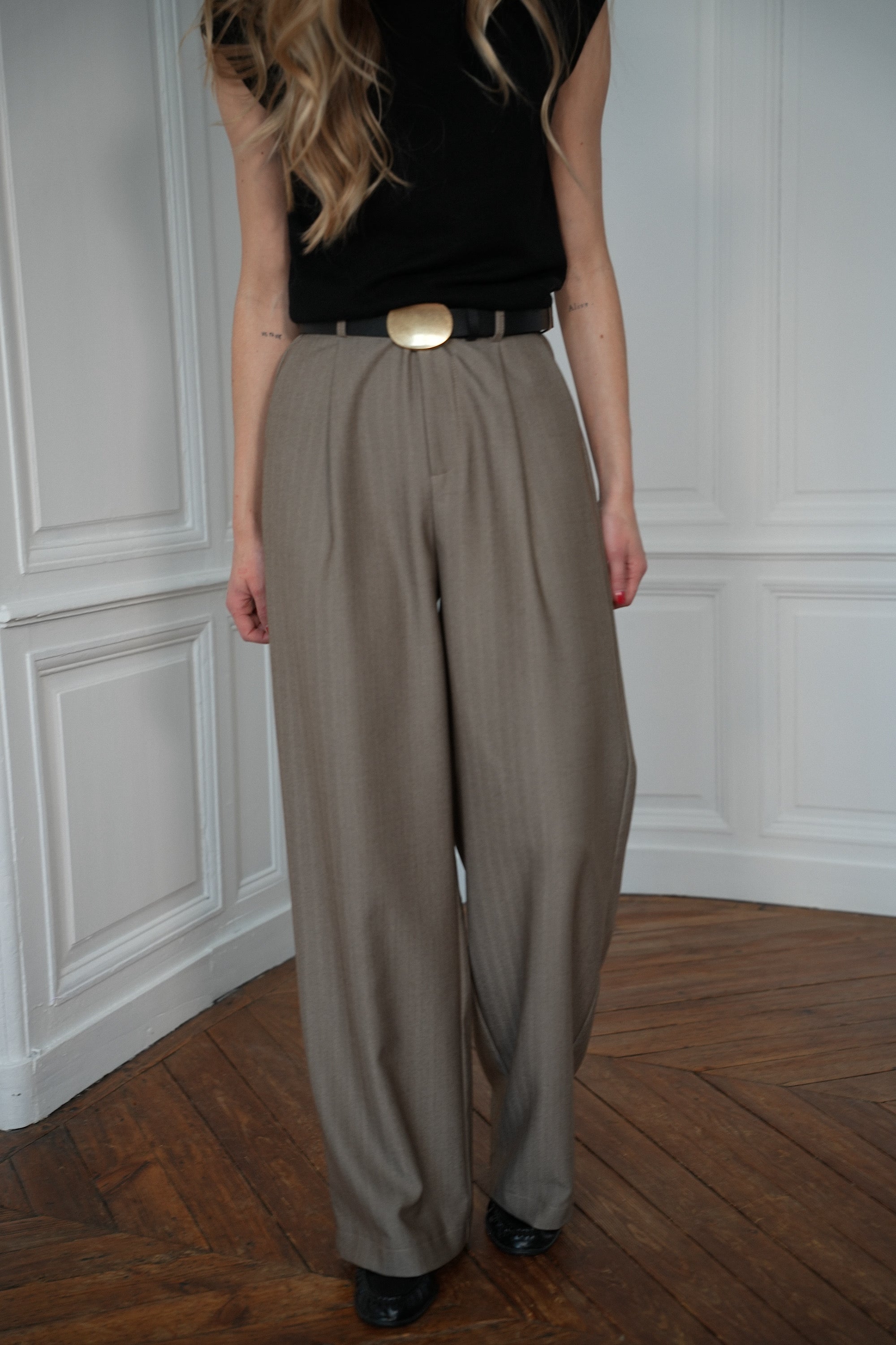 Léonard taupe - Pantalon droit