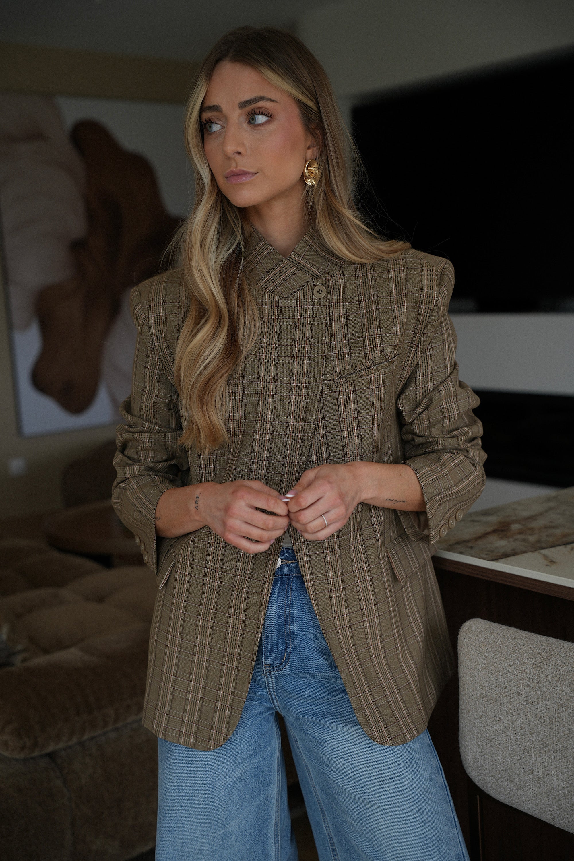 Loane taupe - Blazer asymétrique