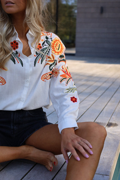 Icham blanche - Chemise brodée