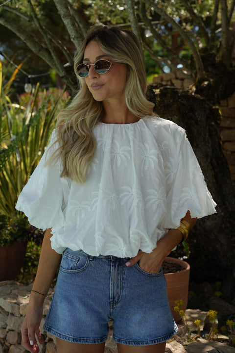 Naya blanche - Blouse brodée