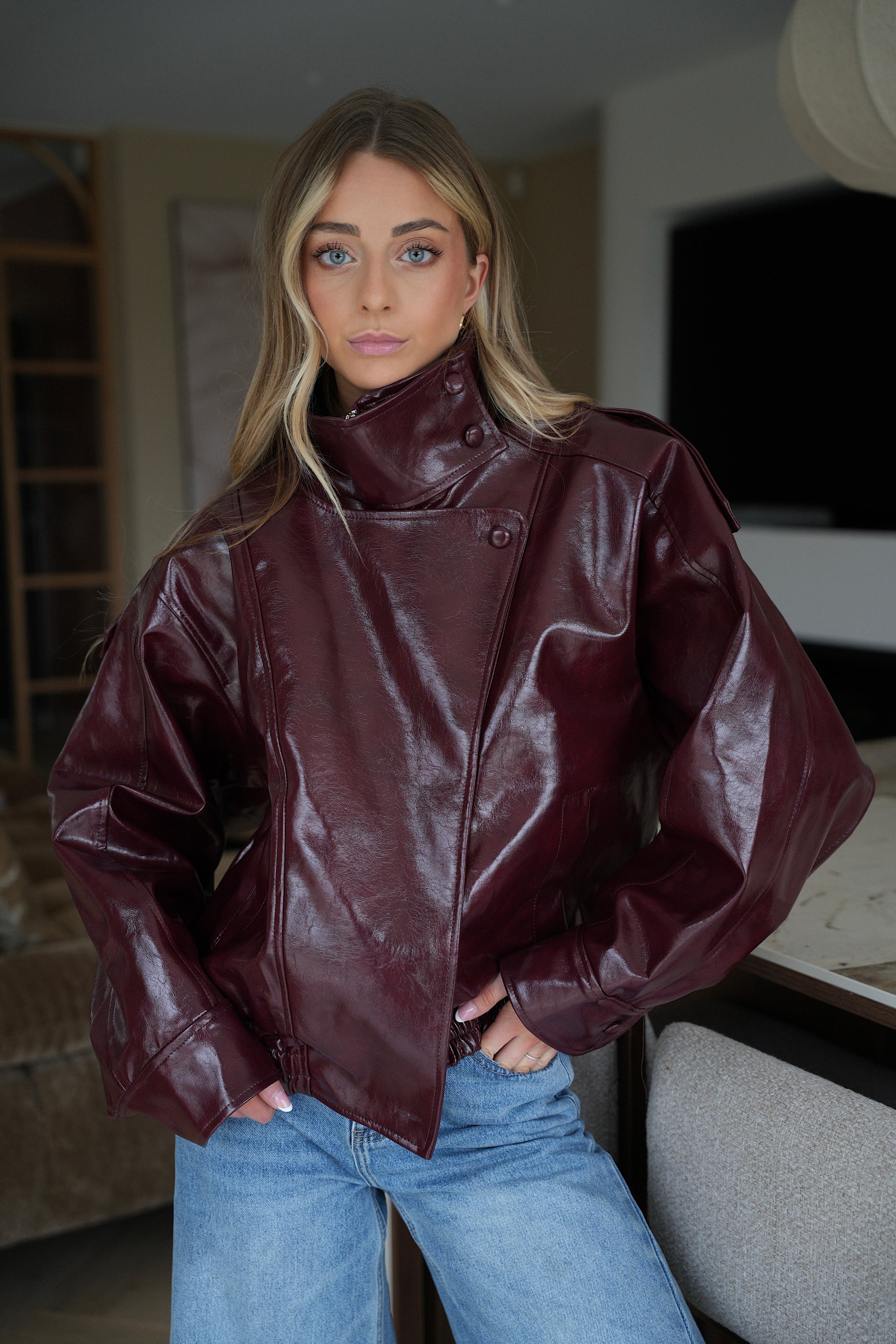 Maxine rouge - Veste vernie