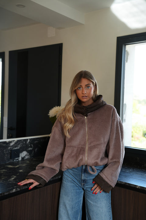 Selina taupe - Manteau à capuche