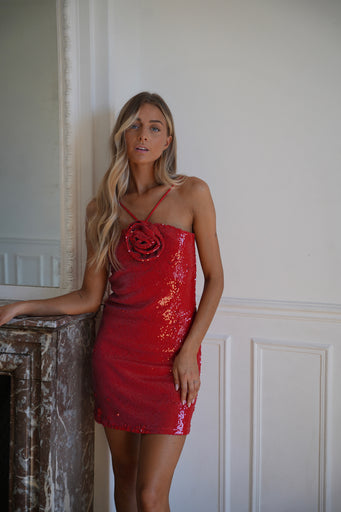 Dora rouge - Robe à sequins