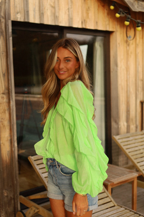 Talys verte - Blouse volantée