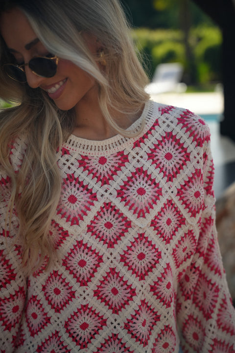 Fidji rouge - Blouse en crochet