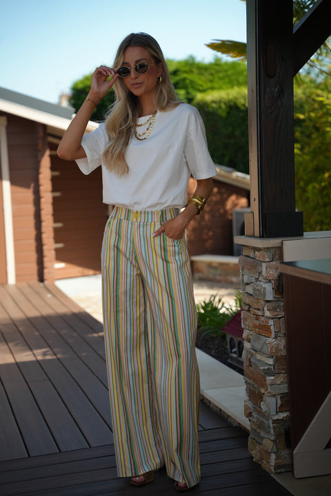 Menssia coloré - Pantalon rayé