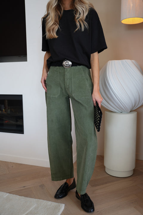 Elly kaki - Pantalon velours
