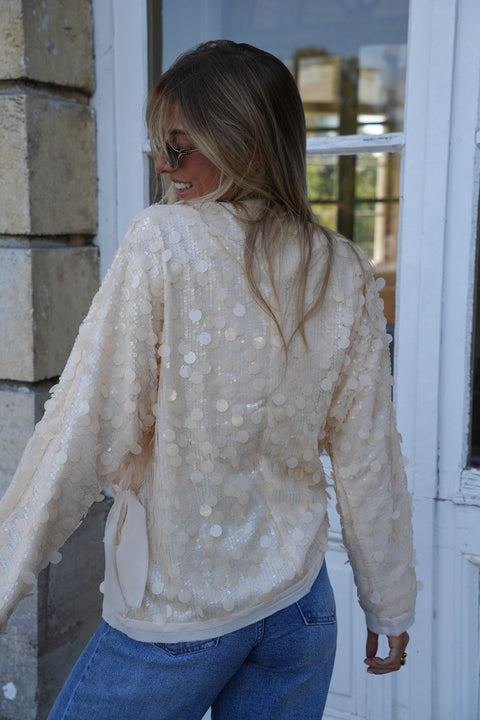 Evy crème - Gilet à sequins