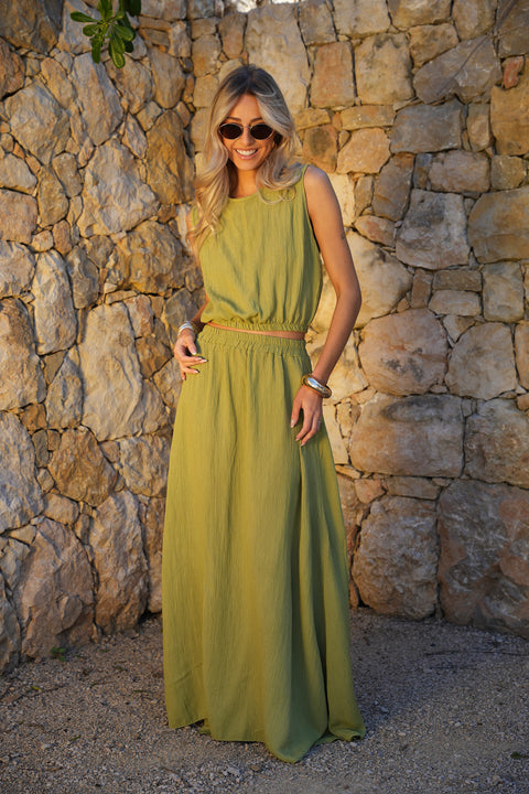 Elize olive - Ensemble jupe/top
